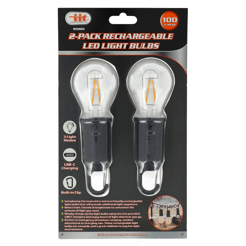 IIT 2PK RECHARGEABLE LED LIGHT BULBS 100 LUMENS