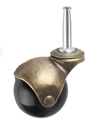 2'' HOODED CASTER WITH STEM BRASS PLATED