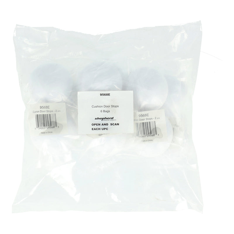 SHEPHERD 2PK WHITE CUSHION DOOR STOPS