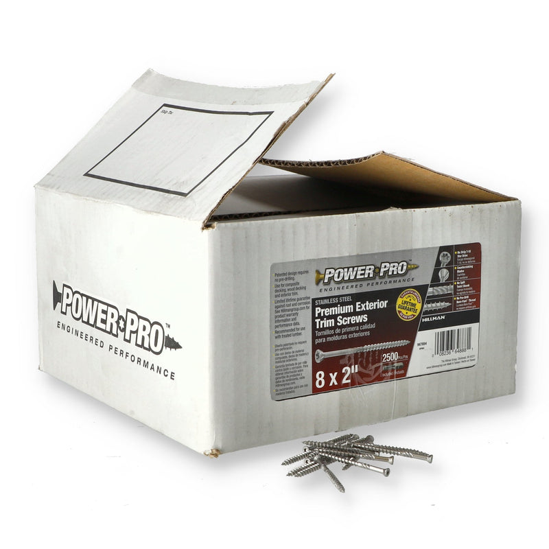 POWER PRO 2500PC STAINLESS DECK SCREWS #8x2'' T-10 SELF DRILLING