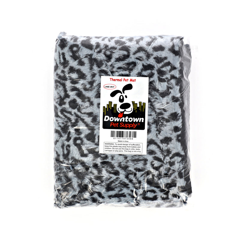DOWNTOWN PET SUPPLY THERMAL PET MAT GRAY CHEETAH PRINT 18''X32''