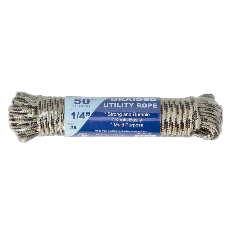 50' x 1/4'' #8 DIAMOND BRAIDED UTILITY ROPE