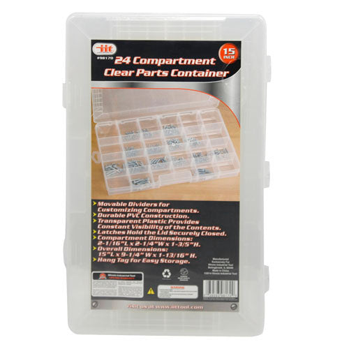 IIT 24 COMPARTMENT CLEAR PARTS CONTAINER 15x9-1/4''0