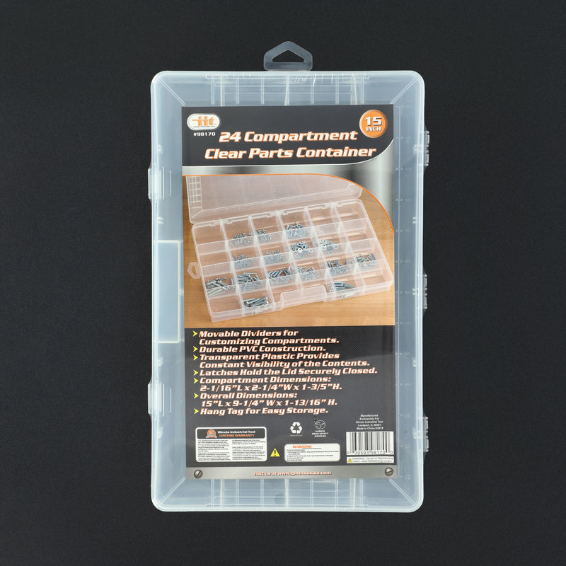 IIT 24 COMPARTMENT CLEAR PARTS CONTAINER 15x9-1/4''0