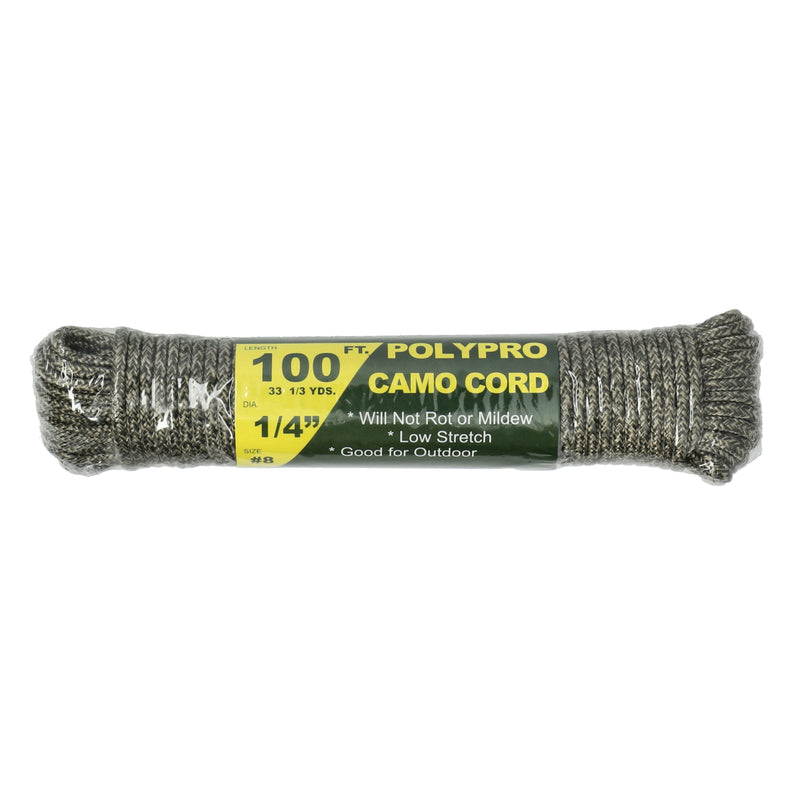 100' x 1/4'' #8 DIAMOND BRAIDED CAMO CORD