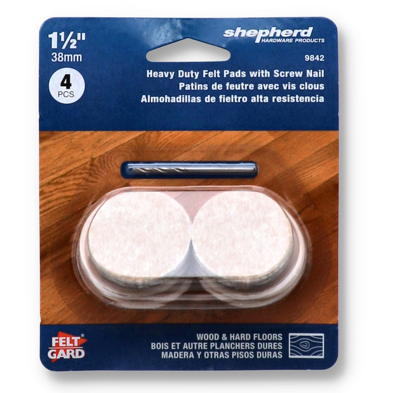 4pc 1-1/2'' FELT PADS WITH SCREW NAIL & DRILL BIT