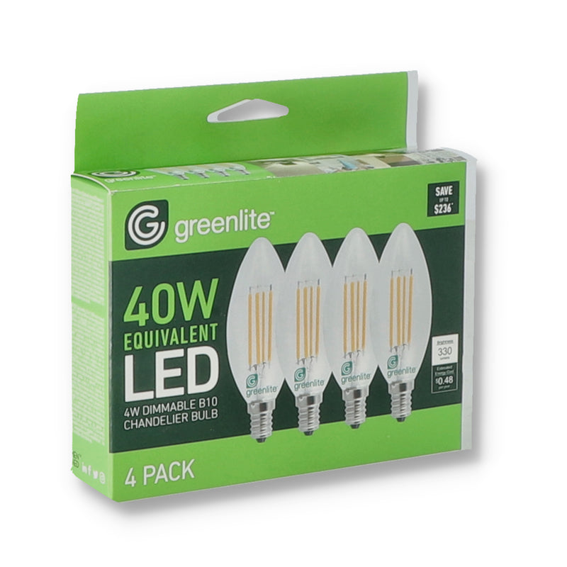4PK 4=40W B10 LED CHANDELIER BULBS DIMMABLE SOFT WHITE