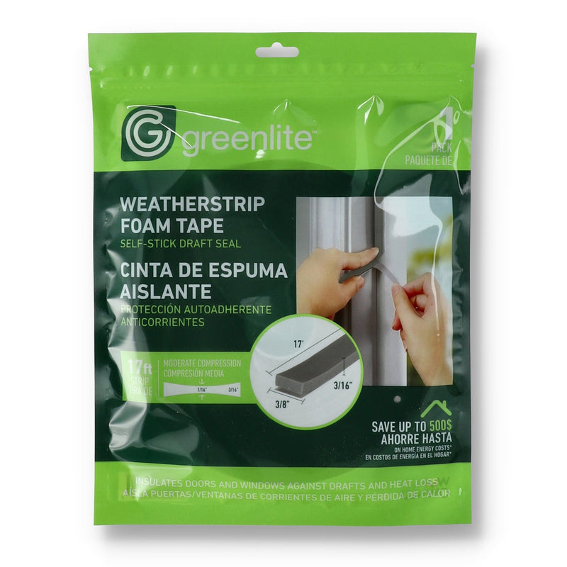 WEATHERSTRIP FOAM TAPE 3/8x3/16x17'