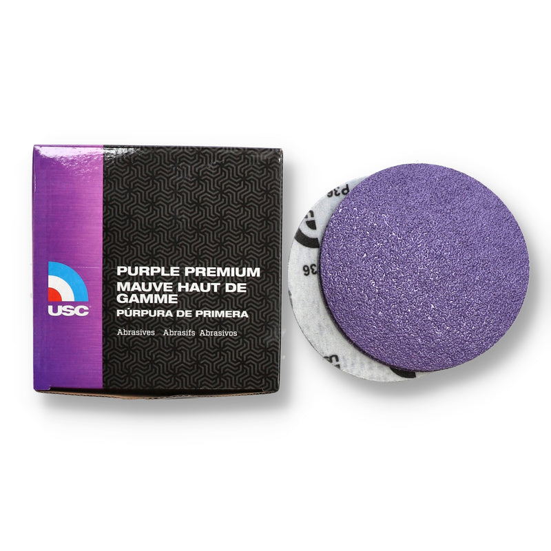 50pc USC PURPLE PREMIUM 36 GRIT 6'' DA SANDPAPER HOOK & LOOP BACK