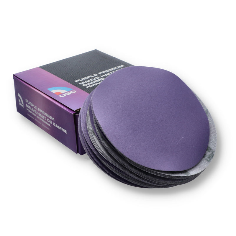USC 50PC PURPLE PREMIUM 120 GRIT 6'' DA SANDPAPER HOOK & LOOP BACK