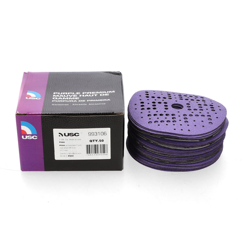 USC 50pc PURPLE PREM 400 GRIT 6'' DA SANDPAPER PSA PEEL & STICK BACK