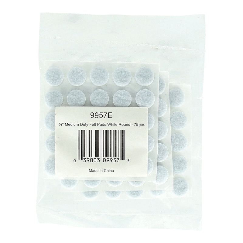SHEPHERD 75PC SURFACE GARD 3/8'' ROUND WHITE FELT PADS SELF-ADHESIVE
