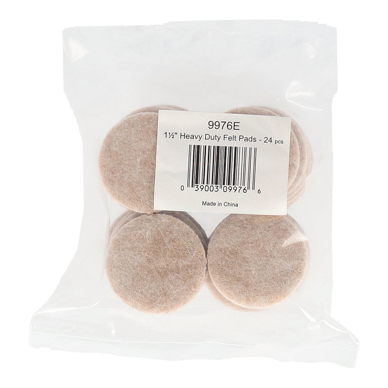 SHEPHERD 24PC 1-1/2'' HEAVY DUTY ROUND FELT PADS BAG & UPC SELF-STICK