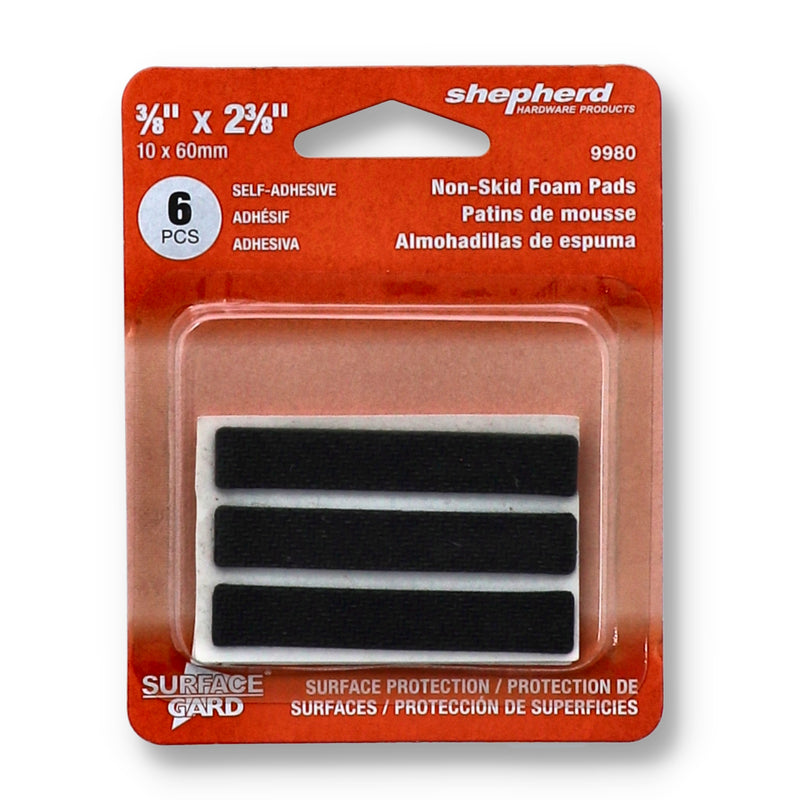 6PC SURFACE GARD 2 - 3/8 x 3/8'' NON SKID FOAM PAD SELF ADHESIVE