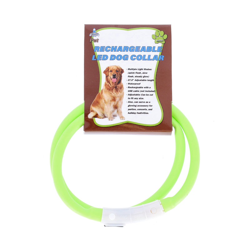 GLS PET GREEN RECHARGEABLE LED DOG COLLAR WATERPROOF