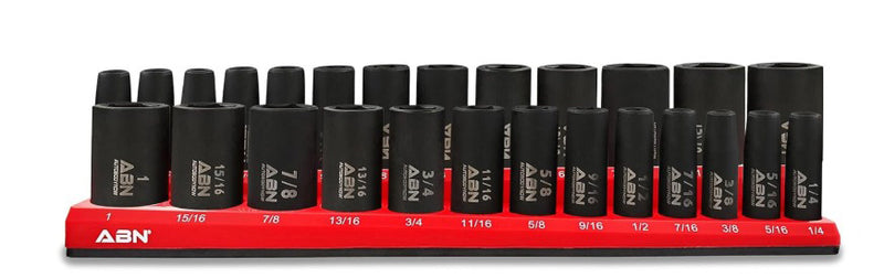 ABN 3/8'' DRIVE 26 SLOT SAE MAGNETIC SOCKET ORGANIZER DEEP & SHALLOW