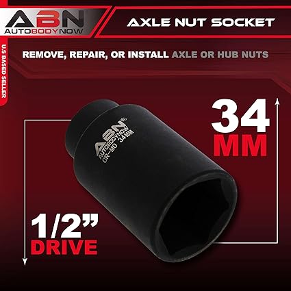 ABN 34MM 1/2'' DRIVE AXLE NUT SOCKET CR-MO 6 POINT