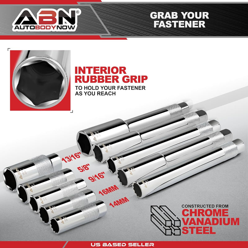 ABN 10PC 3/8'' DRIVE EXTRA DEEP SPARK PLUG SOCKET SET