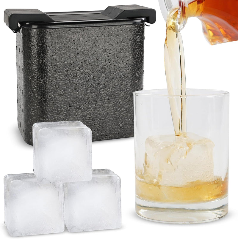 PLASTIC ICE CUBE MOLD & 2 TRAYS MAKES 4 -2'' ICE CUBES