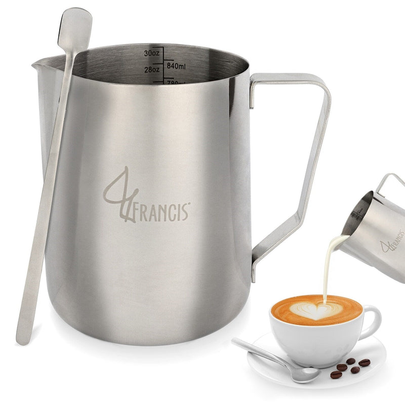 G FRANCIS 30OZ STAINLESS MILK FROTHING PITCHER SET