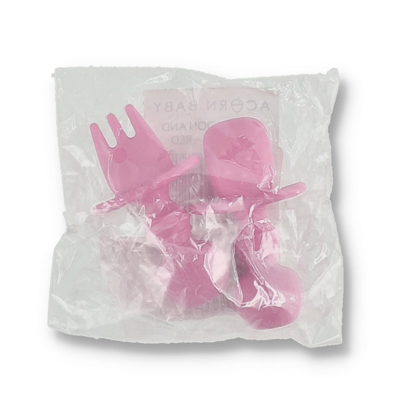 ACORN BABY SILICONE BABY SPOON & FORK SET HOT PINK