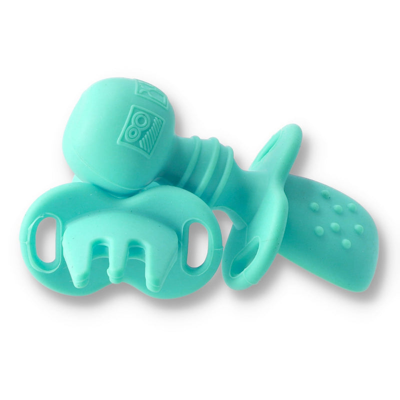ACORN BABY SILICONE BABY SPOON & FORK SET BLUE