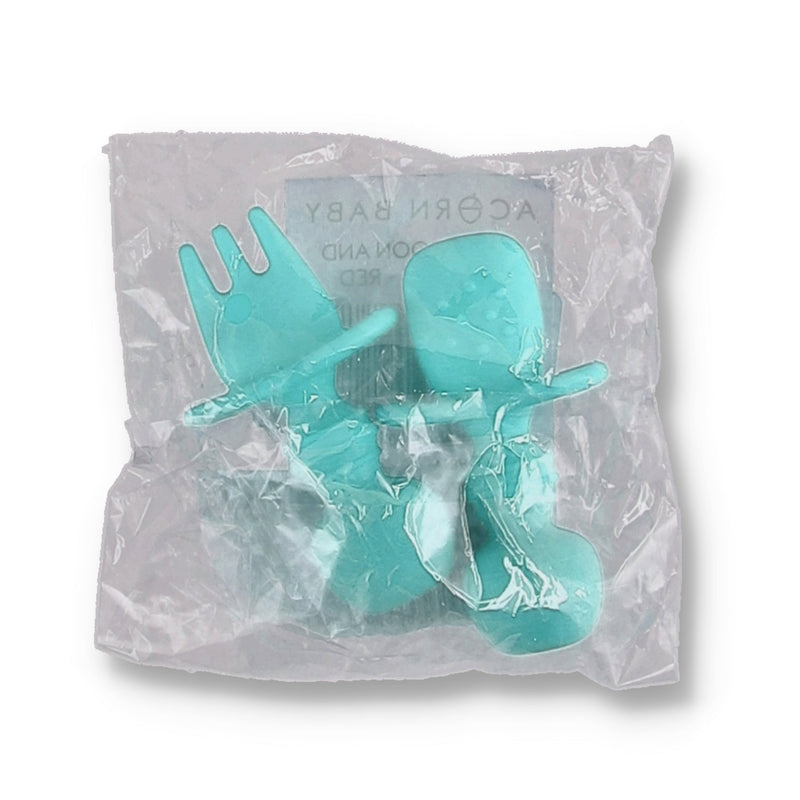 ACORN BABY SILICONE BABY SPOON & FORK SET BLUE