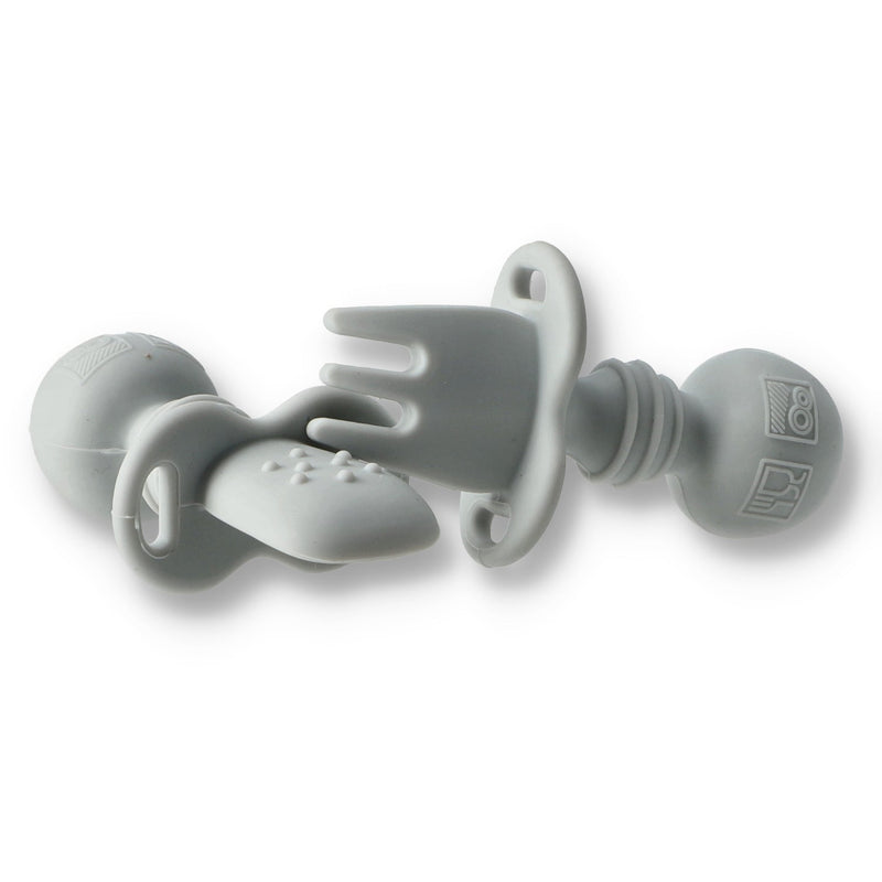 ACORN BABY SILICONE BABY SPOON & FORK SET GREY