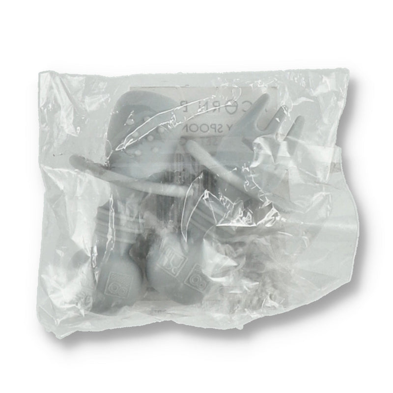 ACORN BABY SILICONE BABY SPOON & FORK SET GREY