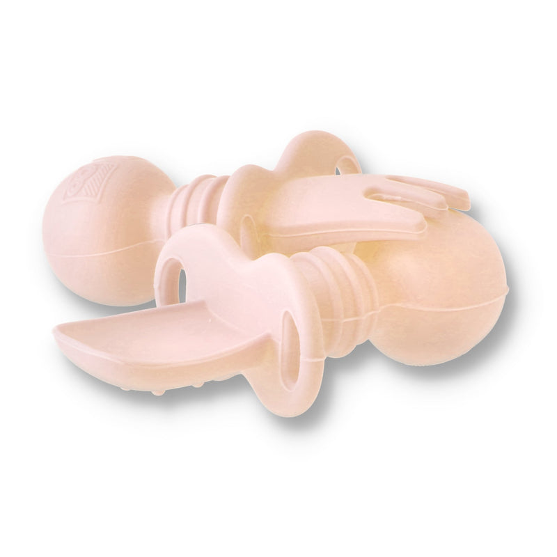 ACORN BABY SILICONE BABY SPOON & FORK SET PALE PINK