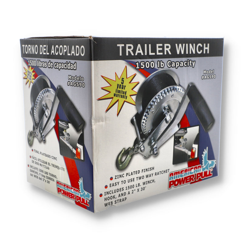 AMERICAN POWER PULL 2x30' STRAP TRAILER WINCH 1500LB -NO BIG BOX STORES