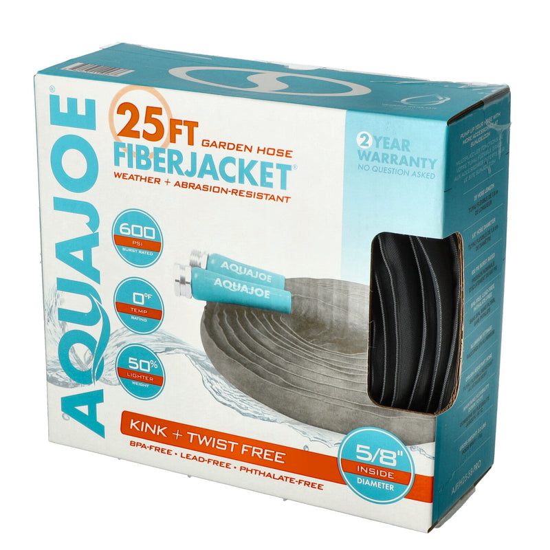 AQUA JOE 25'x5/8'' FIBERJACKET ULTRA FLEX KINK FREE GARDEN HOSE NO AMAZON