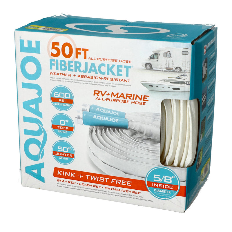 AQUA JOE 50'x5/8'' EXPANDABLE MARINE GRADE FLEXIBLE HOSE FIBERJACKET NO AMAZON