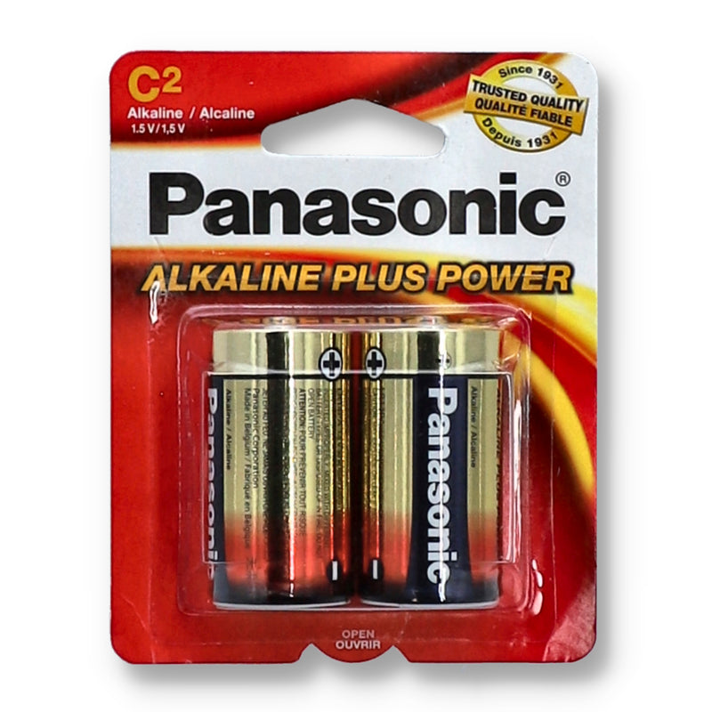 2pk PANASONIC ALKALINE ''C'' BATTERIES