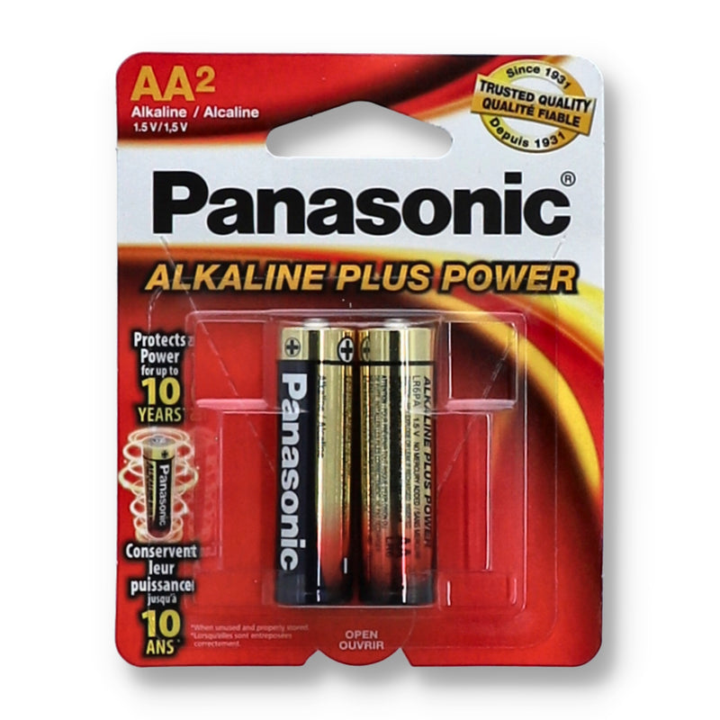 2pk PANASONIC ALKALINE ''AA'' BATTERIES