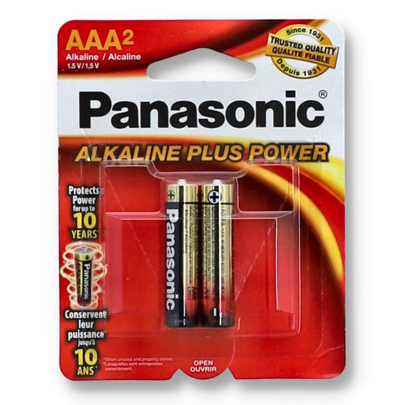 2pk PANASONIC ALKALINE ''AAA'' BATTERIES