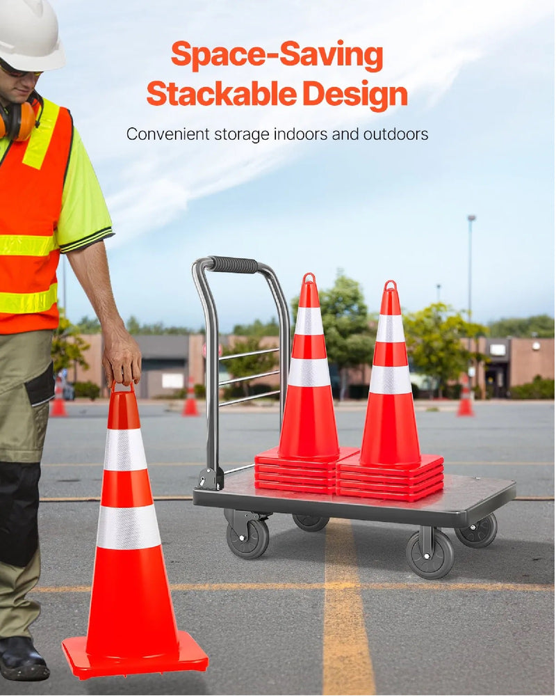 VEVOR 10PC 28'' PVC TRAFFIC CONE WITH REFLECTIVE COLLRS & WEIGHTED BASE