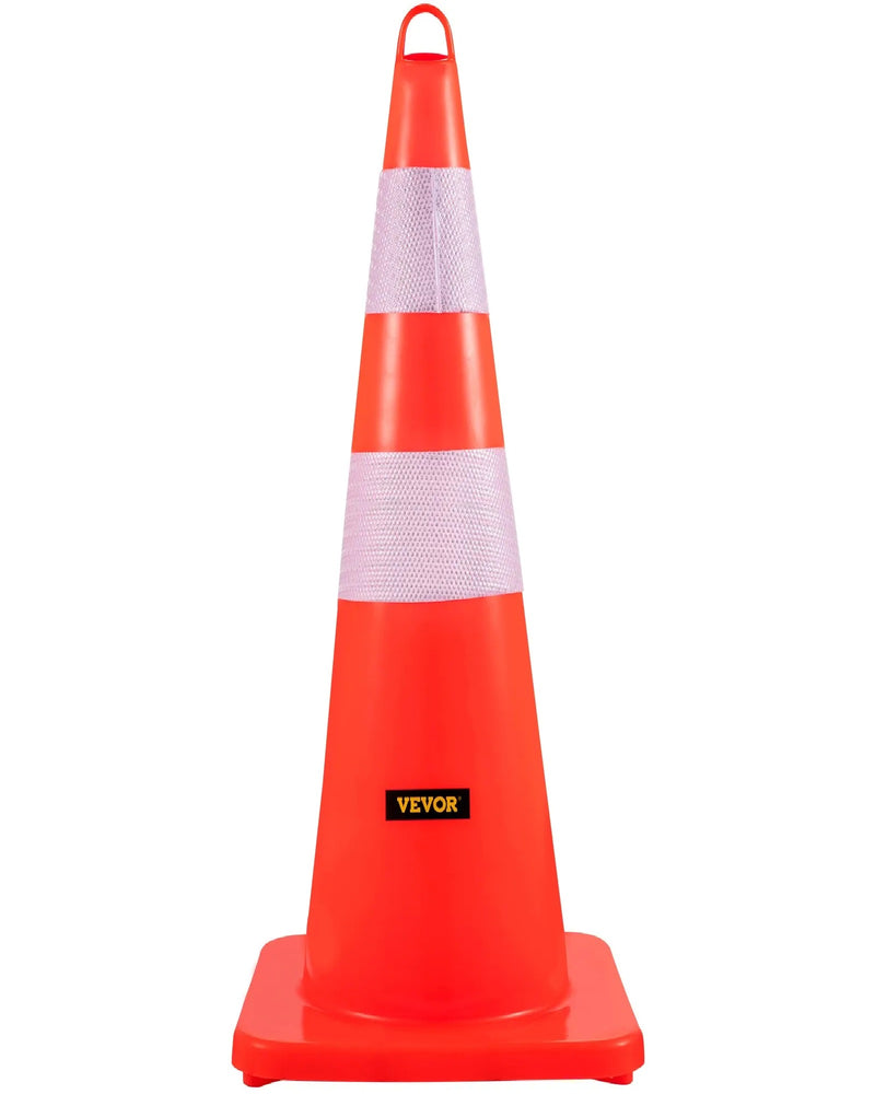 VEVOR 10PC 28'' PVC TRAFFIC CONE WITH REFLECTIVE COLLRS & WEIGHTED BASE