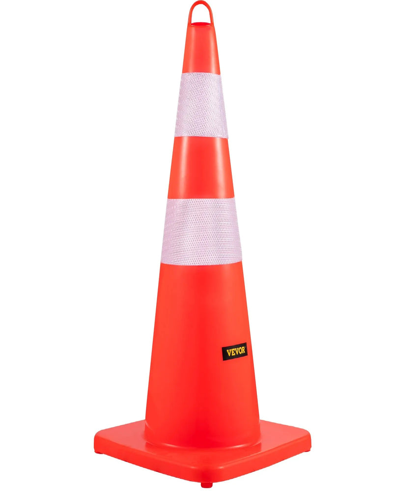 VEVOR 10PC 28'' PVC TRAFFIC CONE WITH REFLECTIVE COLLRS & WEIGHTED BASE