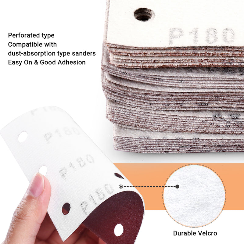 50PC 8 HOLE 1/4 SHEET SANDPAPER HOOK & LOOP
