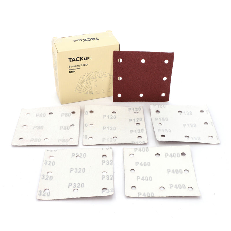 50PC 8 HOLE 1/4 SHEET SANDPAPER HOOK & LOOP