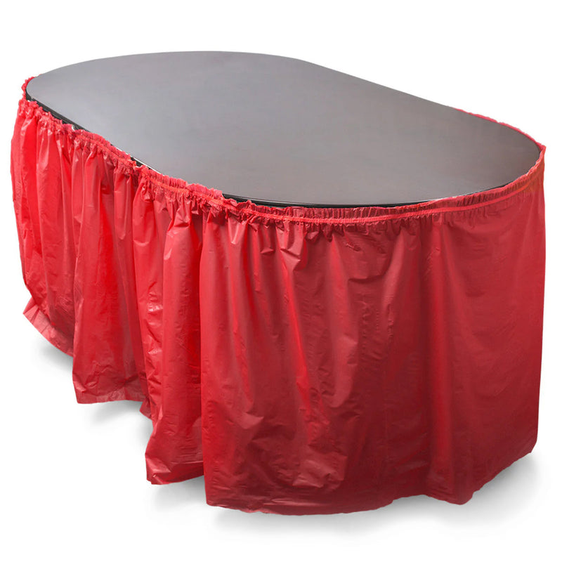 14' RED REUSABLE PVC TABLE SKIRT