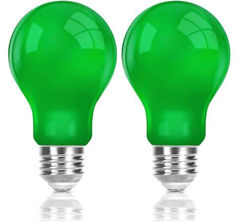 2PK 9=60W A19 LED GREEN BULB NON DIMMABLE
