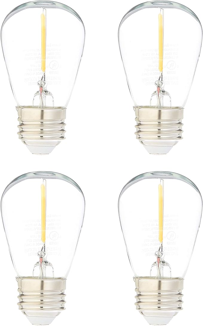 4PK 1W LED STRING LIGHT BULBS S14 SHAPE CLEAR EDISON STYLE