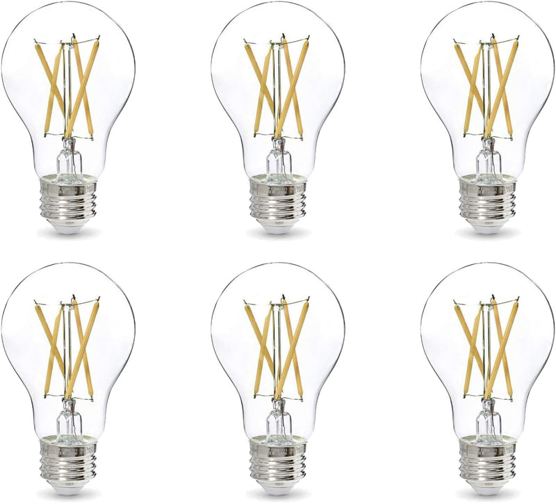 6pk 7=60w A19 CLEAR LED BULB LIGHT SOFT WHITE NON DIMMABLE