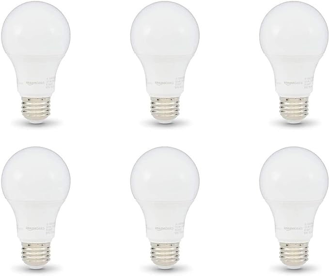 6pk 9=60w A19 LED BULB WARM WHITE NON DIMMABLE LABELED
