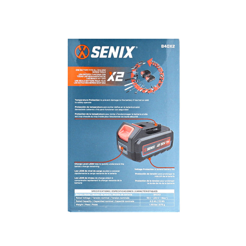 SENIX 20V 4AH RECHARGEABLE LITHIUM-ION BATTERY
