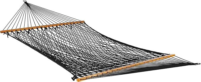 2 PERSON 60'' WIDE BLACK COTTON ROPE HAMMOCK