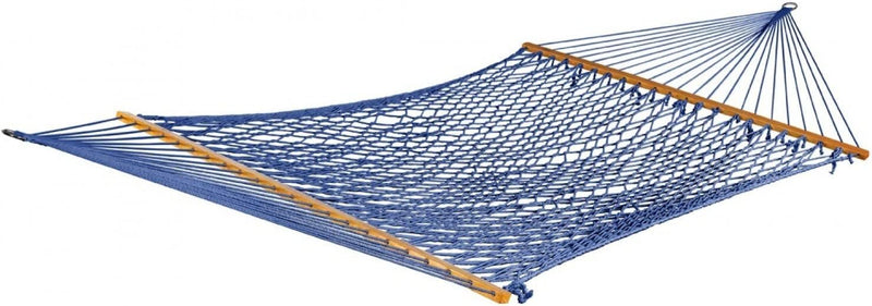 2 PERSON 60'' WIDE BLUE COTTON ROPE HAMMOCK
