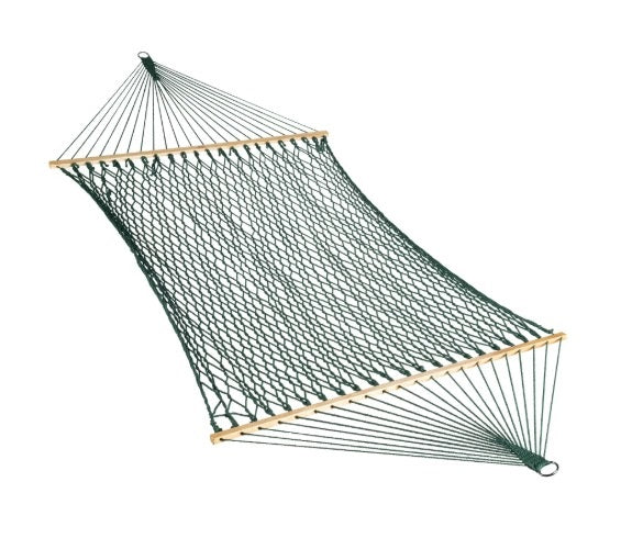 2 PERSON 60'' WIDE GREEN COTTON ROPE HAMMOCK